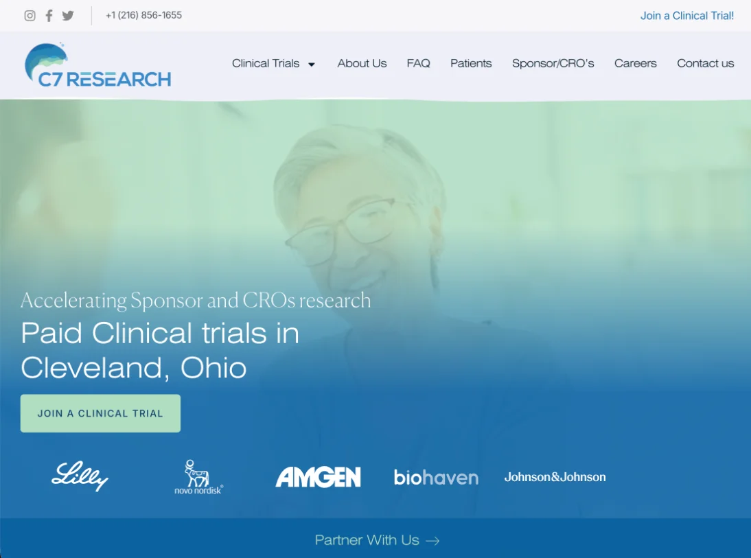 C7 Research study page, the patient view